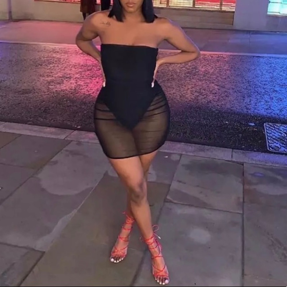 Black sheer mini dress